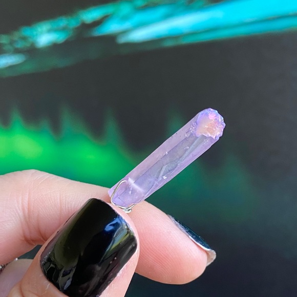 Lariat Y necklace celtic knot purple aura crystal - Picture 2 of 12